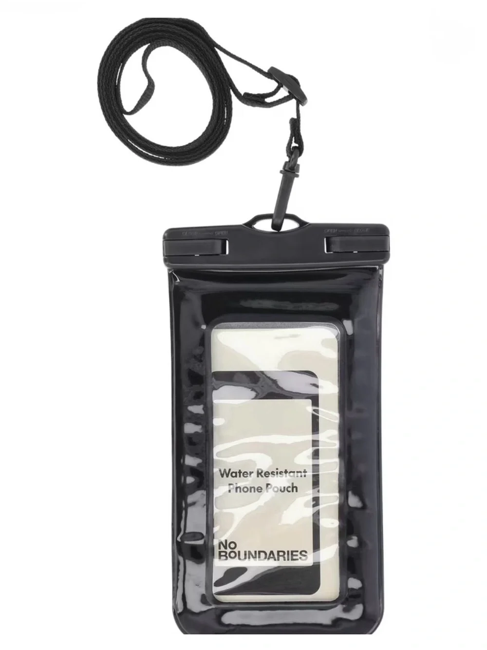*new* No Boundaries Black Water Resistant Phone Pouch with Lanyard